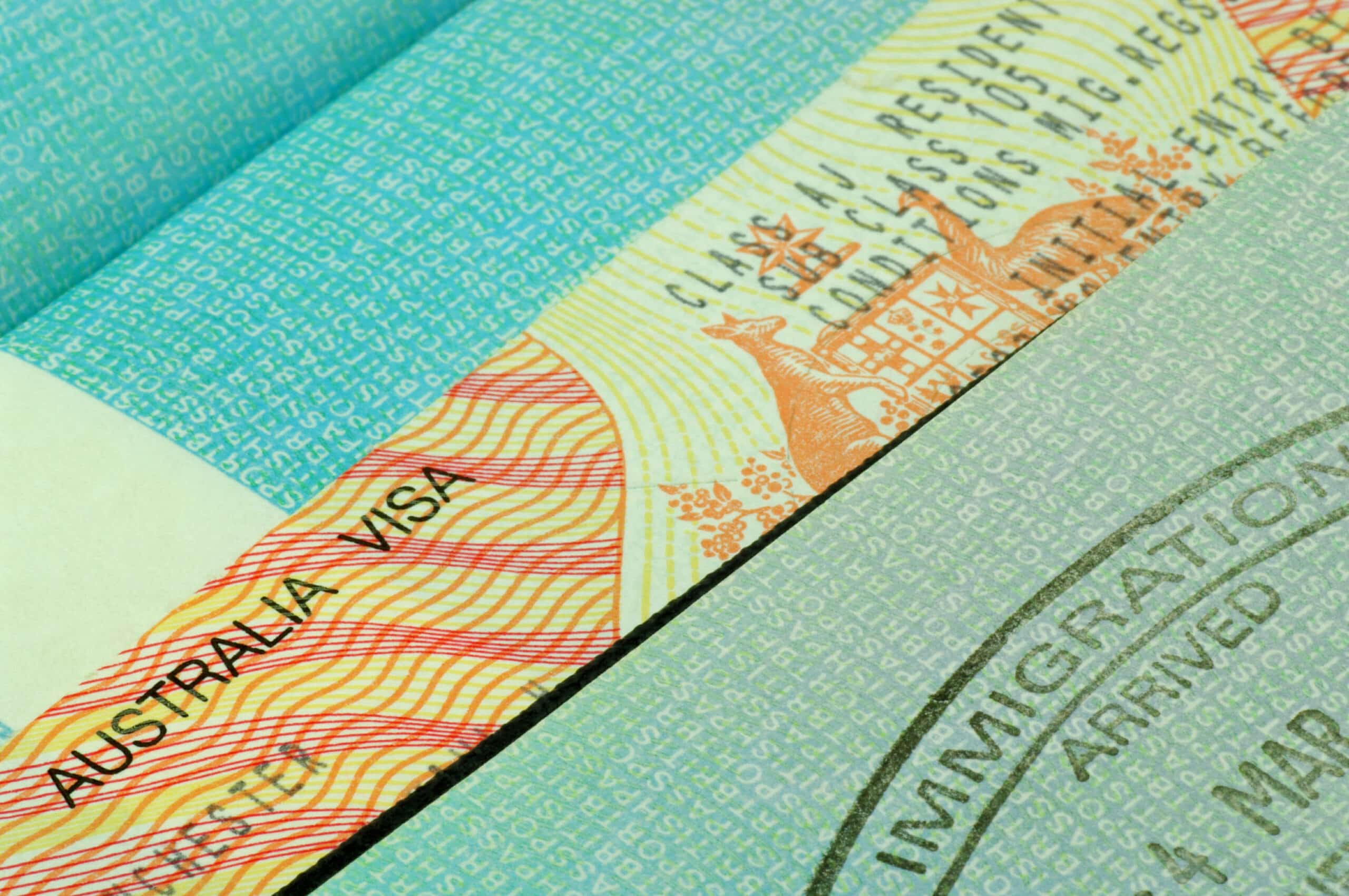 australian visa and passport page