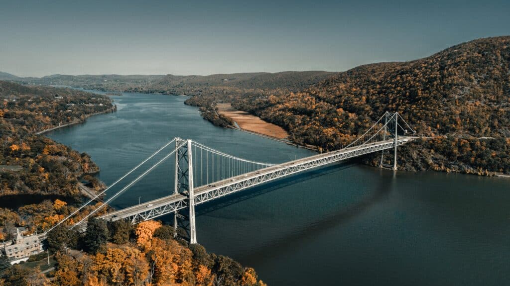 Bear Mountain bridge connecting two coasts across the Hudson River